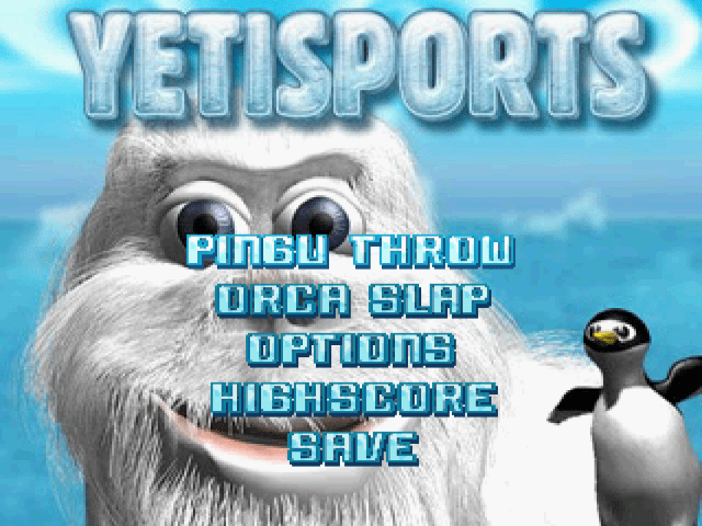 Yetisports Deluxe title screen for Playstation